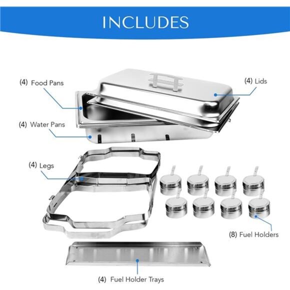 4 Pack 8QT Chafing Dish High Grade Stainless Steel Chafer Complete Set - Picture 3 of 7